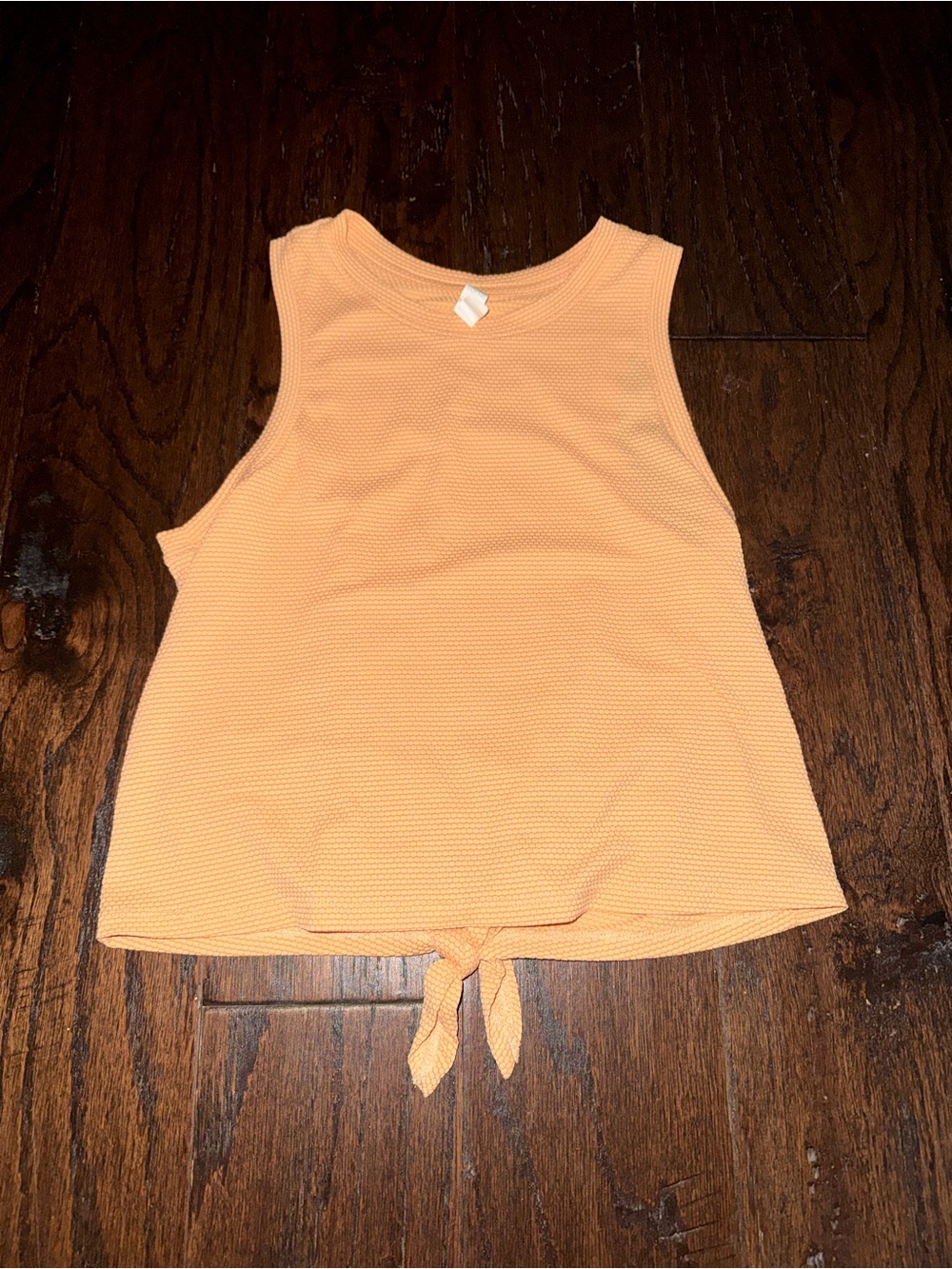 Zella Girl Peach Sleeveless Tie-Hem Tank